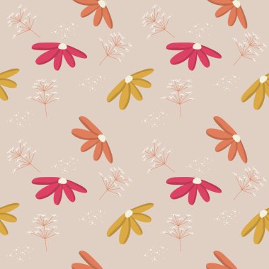 Kusursuz Desensiz Doku Tekrarlanabilir Yaz Baharı Güzel Renkli Çiçek Doğası