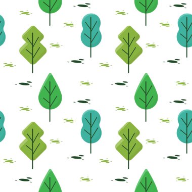 Kusursuz Şablon Tekrarlanabilir Doku Yaz Ağacı Doğa Kağıt Fabrikası