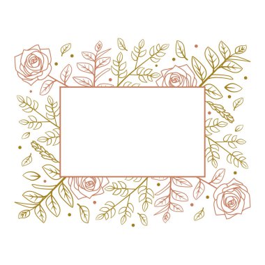 Dikdörtgen Çizgisi Sanat Tasarımı Yaprak Çerçeve Kutlama Kartı