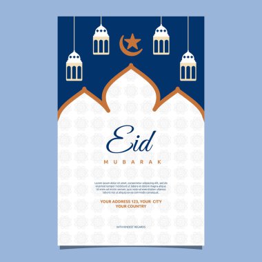 İslami Olay Mübarek Kart Çerçevesi Basit Düz Tasarım