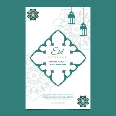 İslami Olay Mübarek Kart Çerçevesi Basit Düz Tasarım