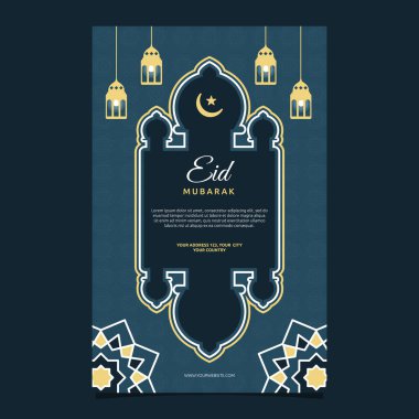 İslami Olay Mübarek Kart Çerçevesi Basit Düz Tasarım