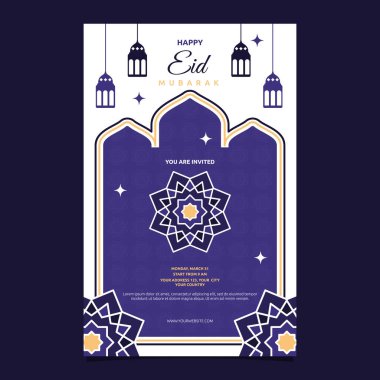 İslami Olay Mübarek Kart Çerçevesi Basit Düz Tasarım