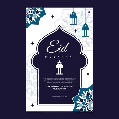 İslami Olay Mübarek Kart Çerçevesi Basit Düz Tasarım