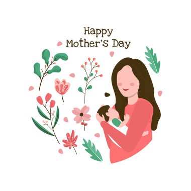 Anneler Günün kutlu olsun Çiçek Çiçeği Düz Çizim