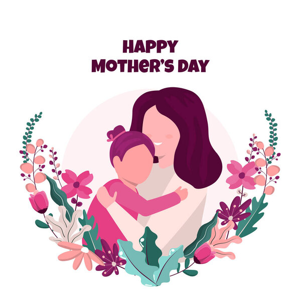 Happy Mother 's Day Daughter Child Flower Flal Illustration