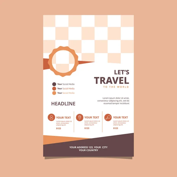 Travel Tour Vakantie Flyer Brochure Affiche Blanco Ruimte Ontwerp Sjabloon — Stockvector