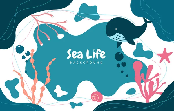 Ocean Underwater Animal Life Sea Beach Liquid Background — Vector de stock