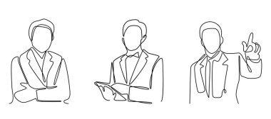 İşadamı Aralıksız Çizgi Çizim Tarzı Stili Çizimi Çiziminin Soyut Resmini Çizdi