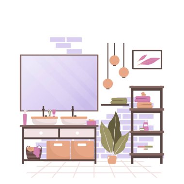 Temiz Banyo Dekorasyon Aynası Kabine Evi İç Modeli