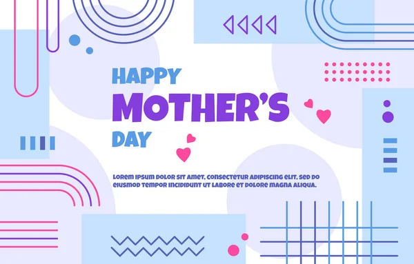 Mutlu Anneler Günü Aile Hediye Kartı Memphis Soyut Tarzı — Stok Vektör
