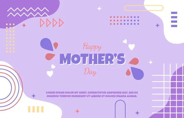 Mutlu Anneler Günü Aile Hediye Kartı Memphis Soyut Tarzı — Stok Vektör