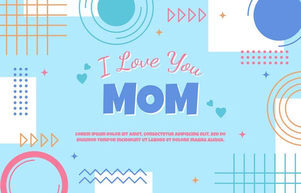 Amour Maman Fête Des Mères Carte Cadeau Memphis Style Abstrait — Image vectorielle