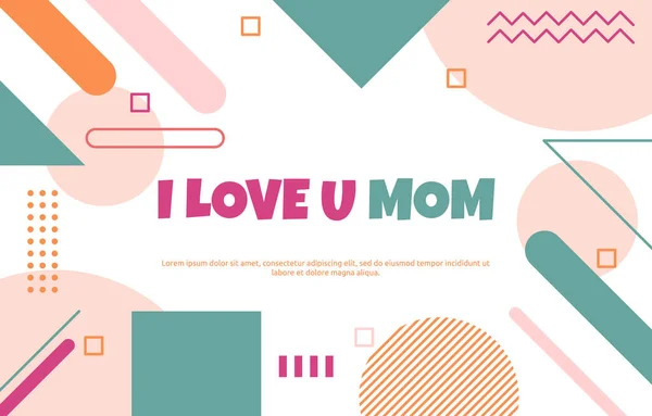 Liebe Mutter Muttertag Geschenkkarte Memphis Abstrakter Stil — Stockvektor