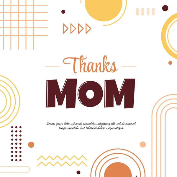 Grazie Mamma Day Square Card Memphis Abstract Style — Vettoriale Stock
