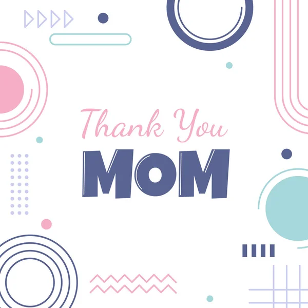 Thanks Mom Mother Day Square Card Memphis Abstract Style — Stock Vector