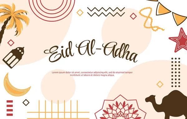 Eid Adha Mubarak Islamisches Opferfest Memphis Card Hintergrund — Stockvektor