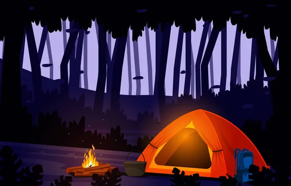 Letni Obóz Namiot Dżungla Przyroda Przygoda Wakacje — Wektor stockowy