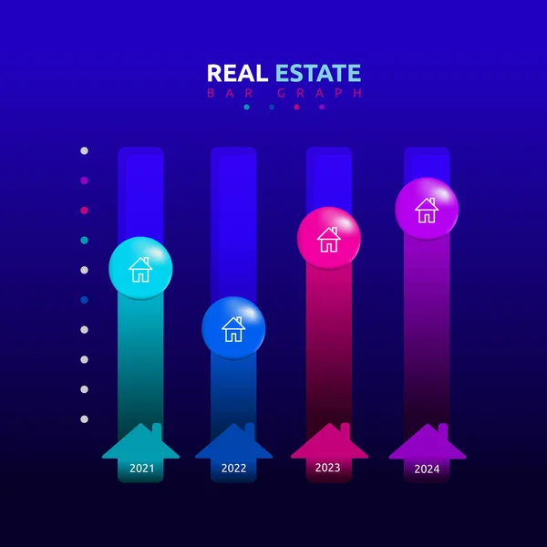 Real Estate Bar Gráfico Gráfico Dados Estatísticos Modelo Infográfico —  Vetores de Stock