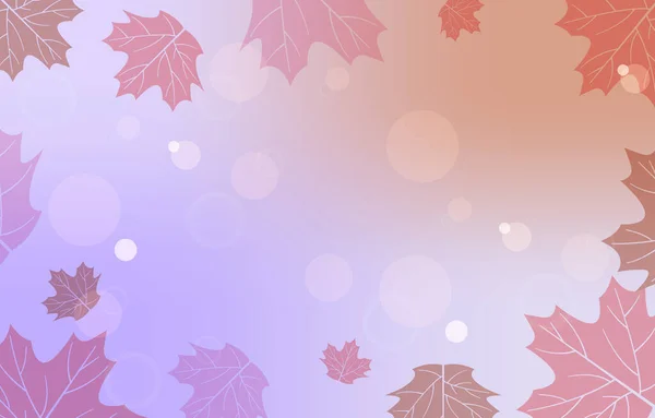 Pastel Red Purple Maple Leaf Organic Nature Background — 스톡 벡터