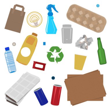 Kağıt Plastik Cam Kutu Ev Geri Dönüşüm Eşyaları Seti