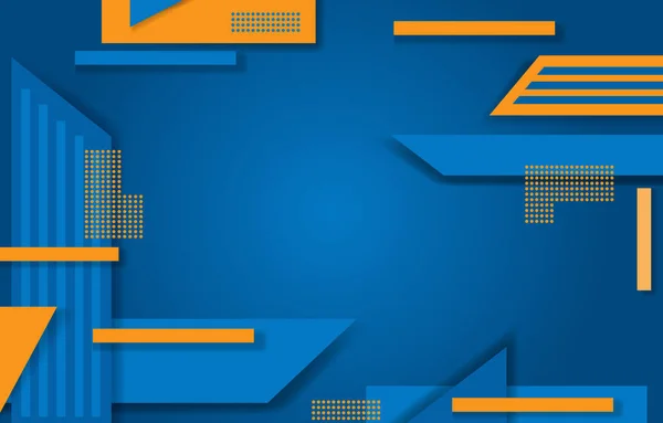 Blue Orange Abstract Geometric Memphis Technology Background — 图库矢量图片
