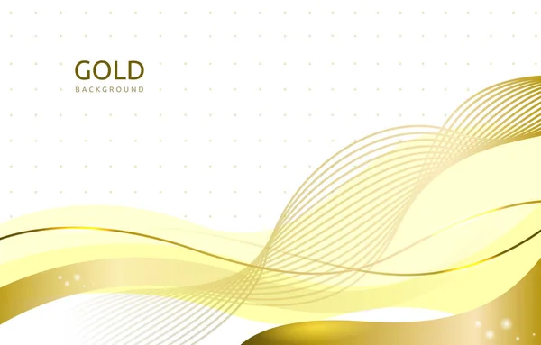 Gold White Background Shiny Sparkling Golden Line Wave — Stock Vector