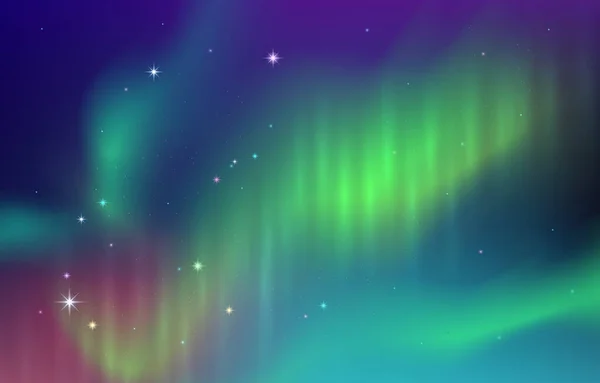 Beautiful Aurora Nothern Light Night Sky Background — 图库矢量图片