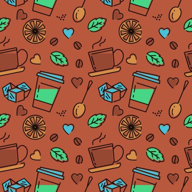 Coffee Cafe Beverage Seamless Pattern Fresh Background