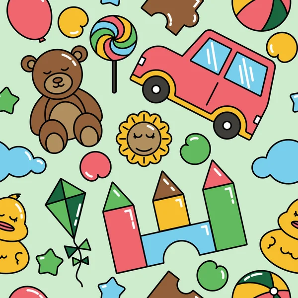 Speelgoed Kinderen Kid Naadloos Patroon Kleurrijke Achtergrond — Stockvector