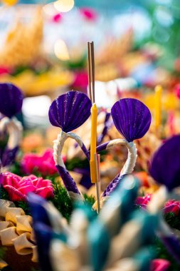 Chiang Mai Tayland 'daki Loy Krathong Festivali sırasında dekorasyon. Yüksek kalite fotoğraf