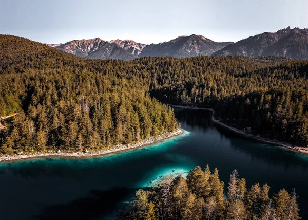 Foto Aérea Del Dron Eibsee Baviera Alemania Foto Alta Calidad — Foto de Stock