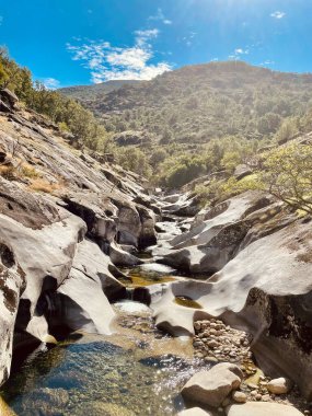 Dağlardaki dağ nehrinin güzel manzarası