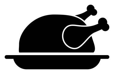 Kızarmış Tavuk Tabağı - Vektör Simgesi İllüstrasyonu