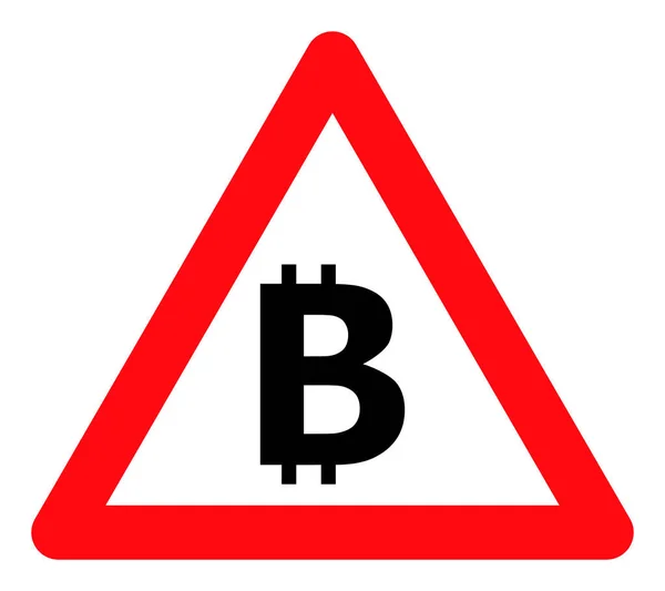 Предупреждение Bitcoin - Векторная иконка — стоковый вектор