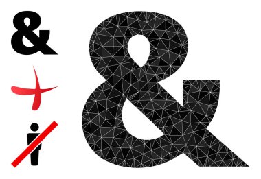 Vector Polygonal Ampersand Symbol Icon with Similar Icons clipart
