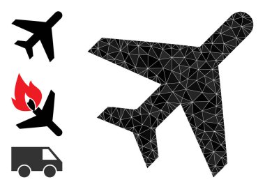 Diğer Simgelerle Çokgen Uçak Simgesi Vektörü