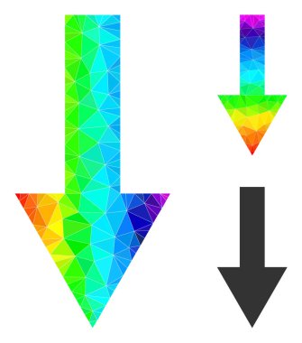 Arrow Down Simgesini Spektrum Gradyanı ile Doldurulmuş Vektör Üçgeni