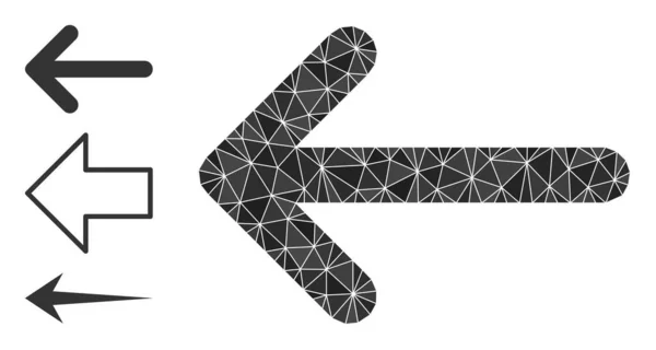 Icona sinistra con freccia riempita a triangolo vettoriale con altre icone — Vettoriale Stock