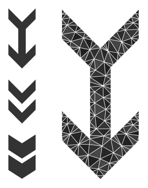 Vetor de seta poligonal para baixo ícone com ícones semelhantes — Vetor de Stock