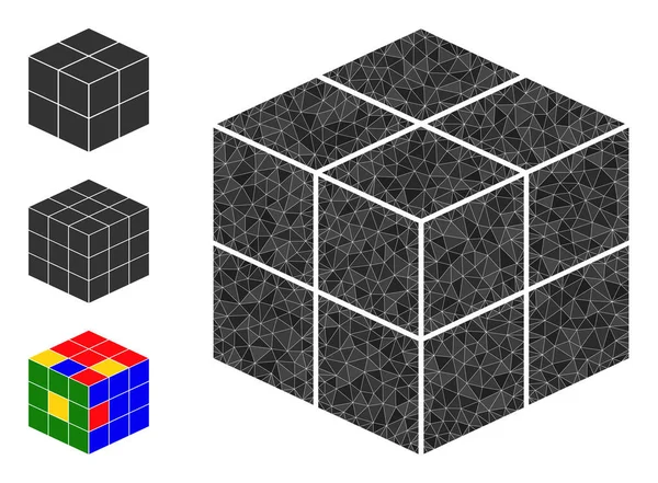 Vektor-Dreieck gefüllt 3D-Würfel-Symbol mit anderen Symbolen — Stockvektor