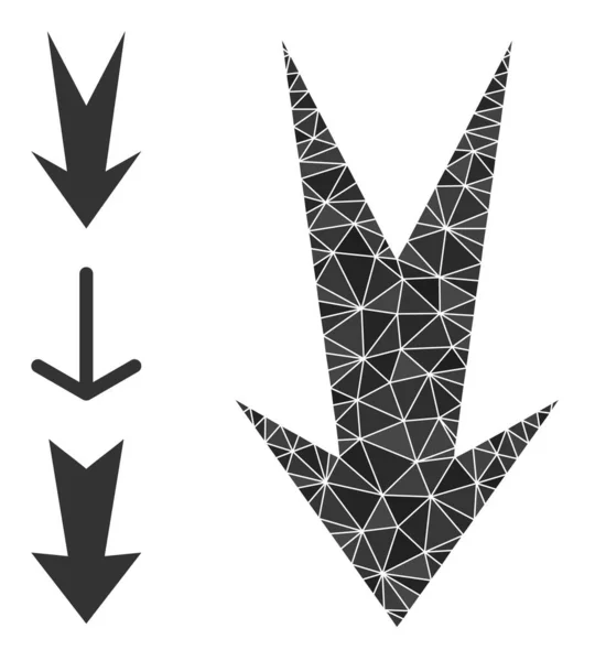 Vector Lowpoly flecha abajo icono e iconos de bonificación — Vector de stock