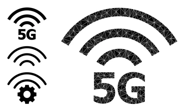 Ícone de fonte de rádio poligonal vetor 5G com ícones de bônus — Vetor de Stock