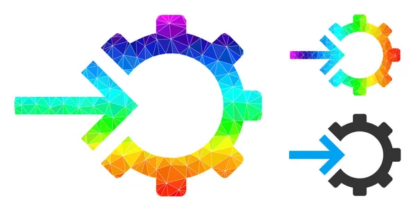 Vektor polygonal kugge integration ikonen med regnbåge lutning — Stock vektor
