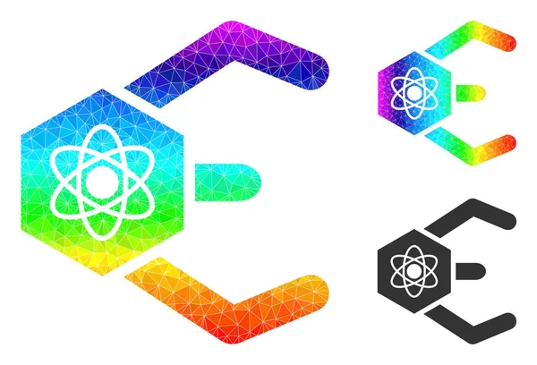 Vector Lowpoly Atomic Bot Icon with Rainbow Gradient — стоковий вектор