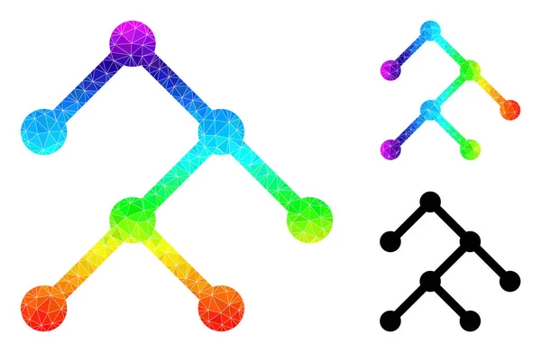 Icono de estructura binaria llena de triángulo vectorial con gradiente de arco iris — Vector de stock