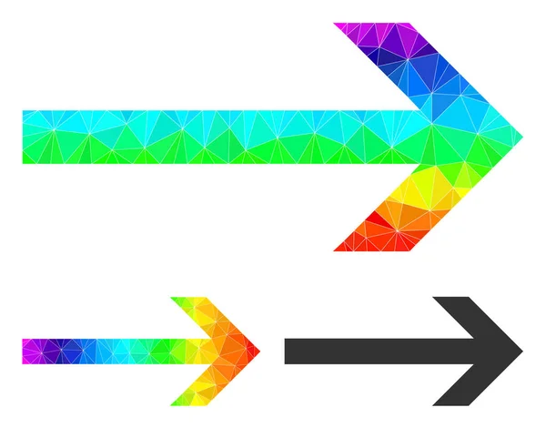 Icono derecho de flecha llena de triángulo vectorial con degradado de color espectral — Vector de stock