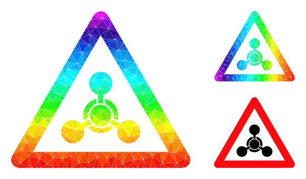 Vector Lowpoly Chemical Warning Icon mit Spektrum-Gradient — Stockvektor