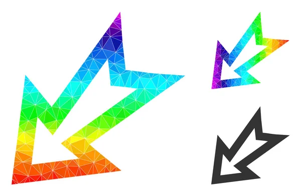 Vector triángulo llenado flecha izquierda abajo icono con gradiente de espectro — Archivo Imágenes Vectoriales