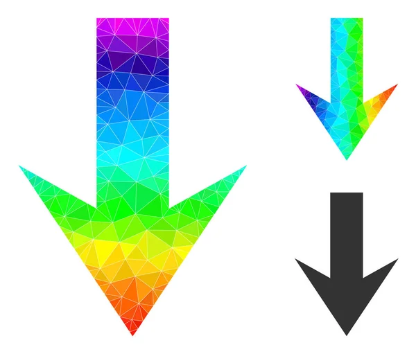 Vektorový trojúhelník se šipkou dolů Ikona s přechodem na duhu — Stockový vektor
